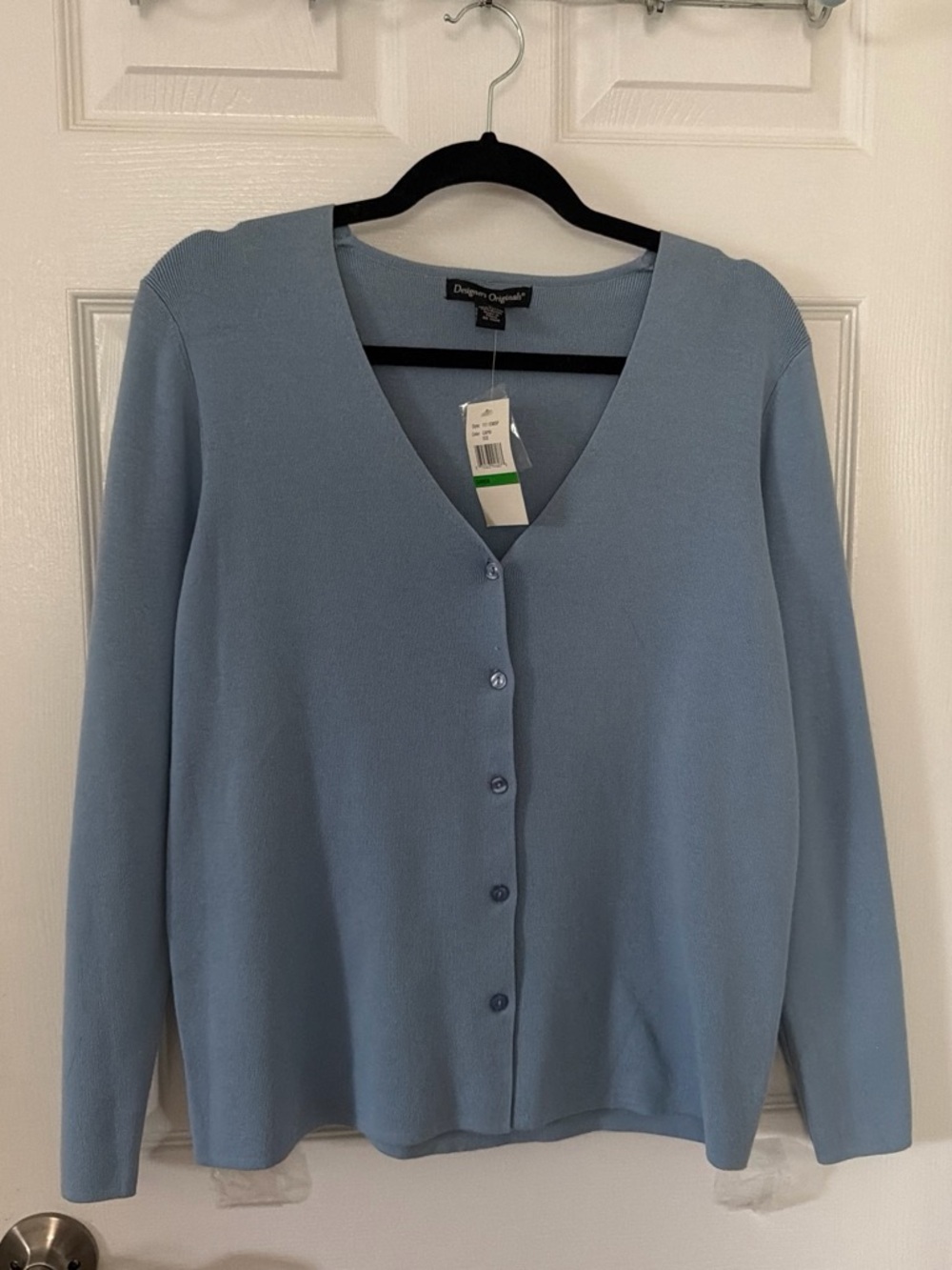 Designers Originals V-Neck Button Cardigan in Dusty Blue